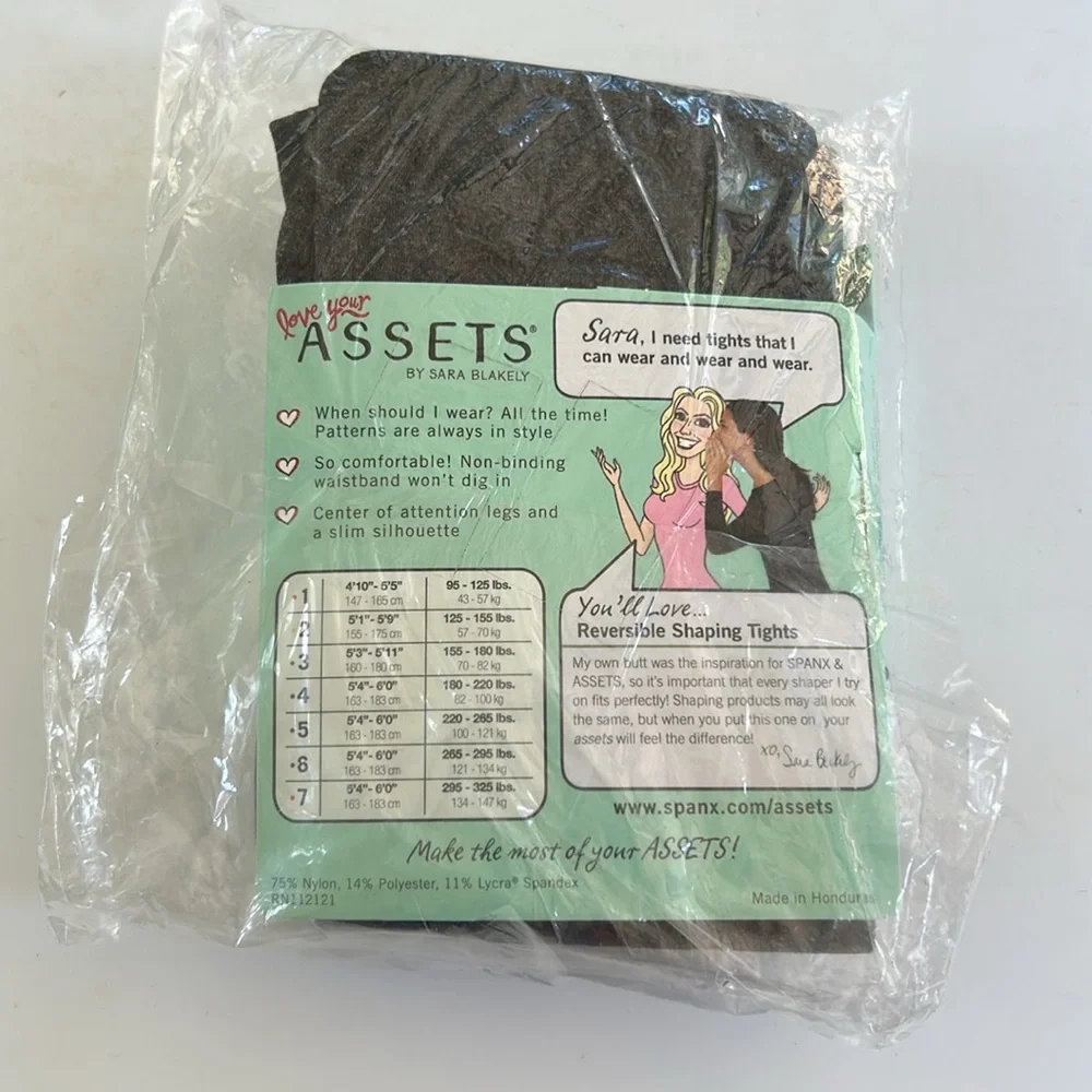 Love Your Assets Flipside Diamond Reversible Shaping Tights Size 2 Black NWT